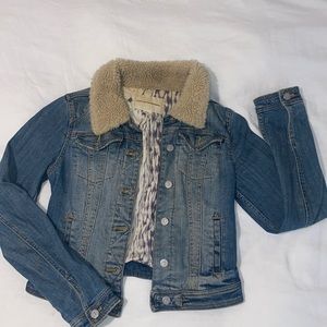 Anthropologie denim jacket with shearling collar
